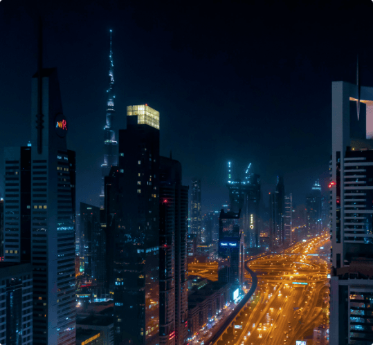 City skyline at night